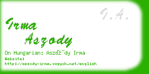 irma aszody business card